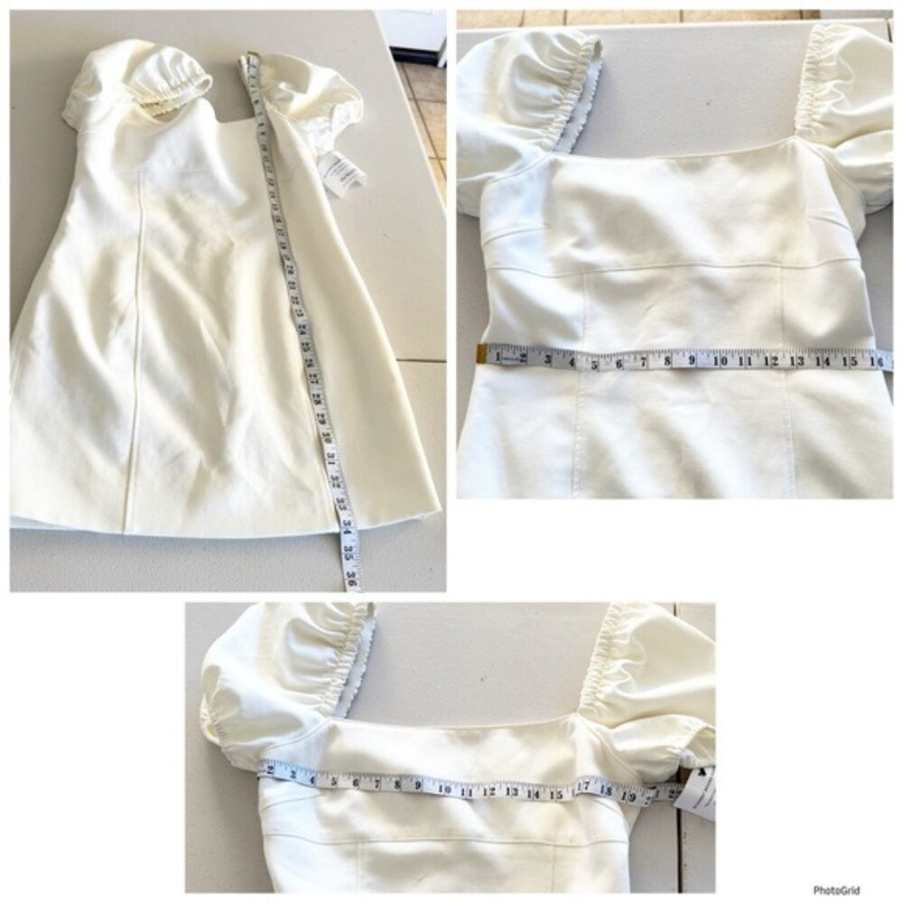 Cinq à Sept Havana Puff-Sleeve square neck ivory Mini Dress 12 - Picture 13 of 15
